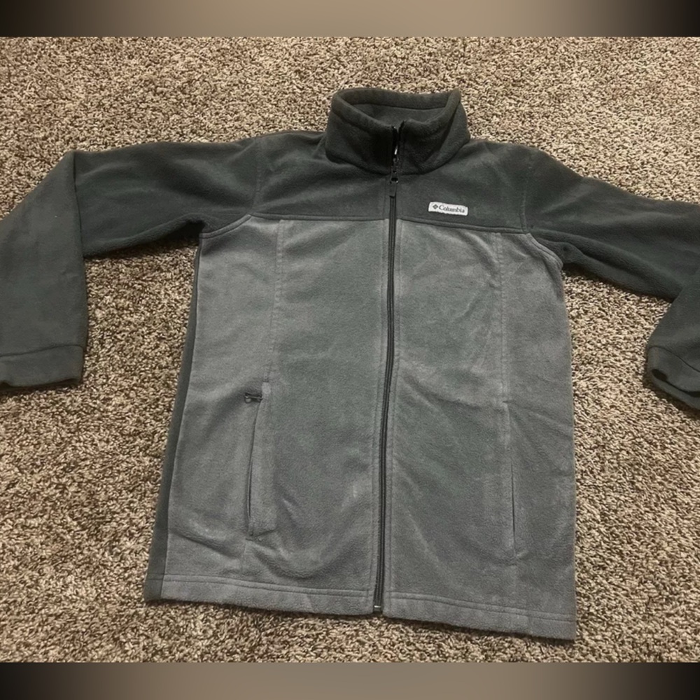 Columbia Fleece Jacket Womens Large Gray Athletic Full Zip Outdoor Performance